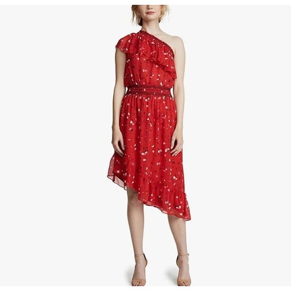 Joie Hafsa Off Shoulder Silk Red Dress - Women's XS - Picture 1 of 6
